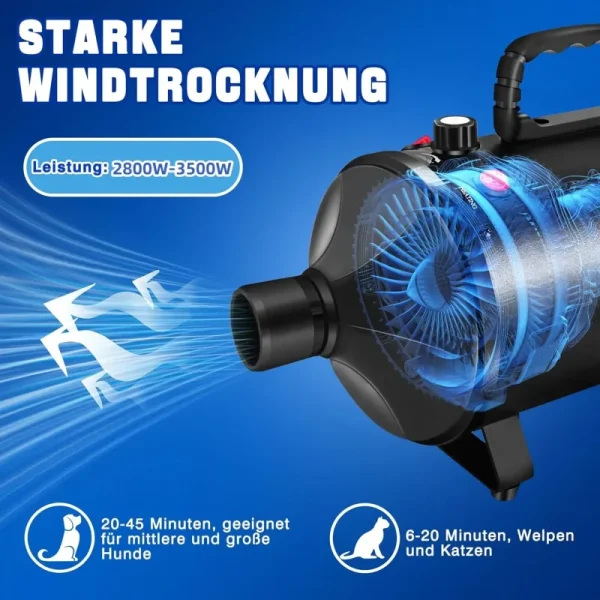 Hårtork för hundar 3500W med 4 munstycken – Hårtork för husdjur